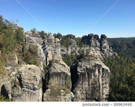 Bastei's rocky mountain representing Saxon Switzerland Bastei's rocky mountain representing Saxon Switzerland 88963498