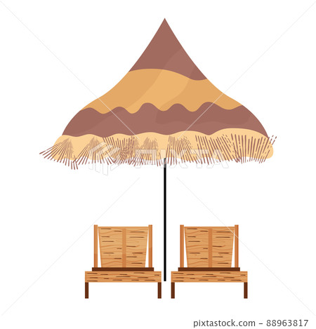 Isolated beach chairs with umbrella Vector 88963817