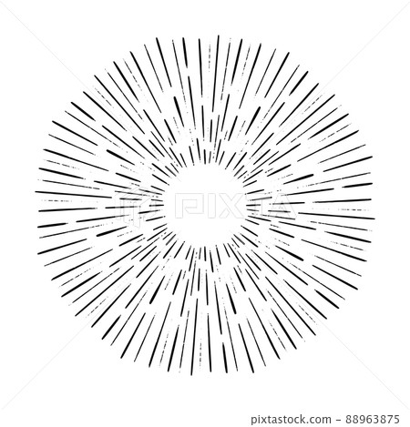 Light rays sunburst, hand drawn retro Sunbeam, grunge explosion element. Vintage linear radial design frame.  88963875