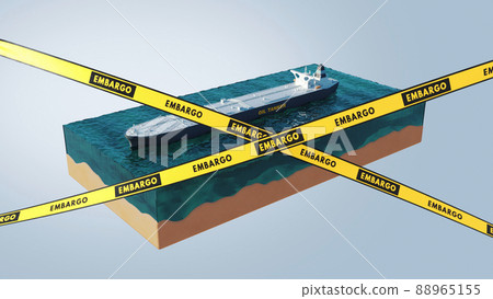 Illustration of an oil tanker embargo 88965155