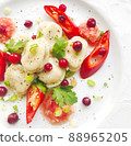 Dumplings with hot red pepper Russian cuisine with Asian 88965205