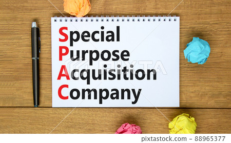 SPAC special purpose acquisition company symbol. Concept words SPAC special purpose acquisition company on beautiful white background. Business SPAC special purpose acquisition company concept. 88965377