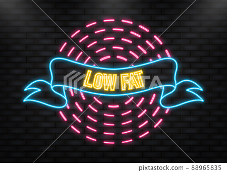 Neon Icon. Flat low fat banner, ribbon on white backdrop. Vector banner. Flat vector logo. Neon Icon. Flat low fat banner, ribbon on white backdrop. Vector banner. Flat vector logo. 88965835