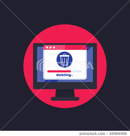 deleting files in computer vector flat icon 88966906