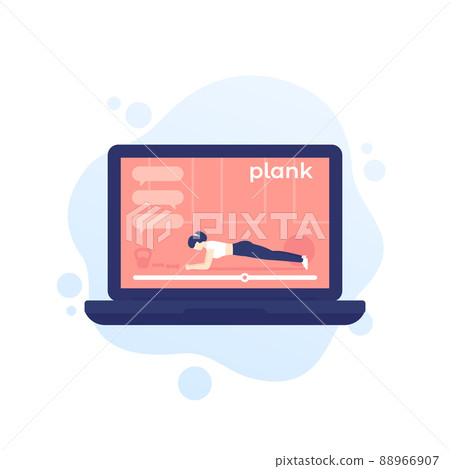 online training, plank exercise vector art 88966907