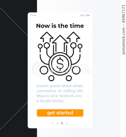 financial app, mobile ui design with line icon financial app, mobile ui design with line icon 88967171