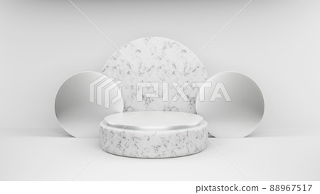 geometric cylinder shape background in the white studio room, minimalist mockup for podium display or showcase, 3d rendering. 88967517