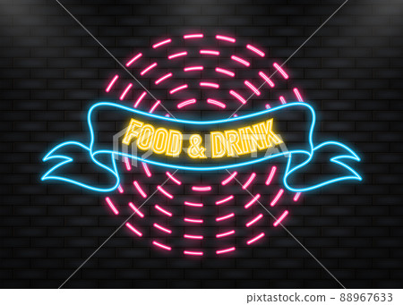 Neon Icon. Food and drink in vintage style. Banner vector. Vintage, retro design. Poster design template Neon Icon. Food and drink in vintage style. Banner vector. Vintage, retro design. Poster design template 88967633