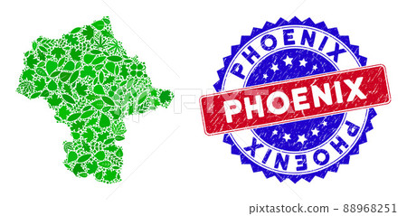 Bicolor Phoenix Grunge Seal Stamp and Eco Green Composition of Mazovia Province Map Bicolor Phoenix Grunge Seal Stamp and Eco Green Composition of Mazovia Province Map 88968251