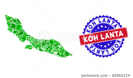 Bicolor Koh Lanta Textured Rubber Stamp with Floral Green Collage of Curacao Island Map Bicolor Koh Lanta Textured Rubber Stamp with Floral Green Collage of Curacao Island Map 88968254