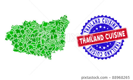 Bicolor Thailand Cuisine Scratched Seal and Floral Green Composition of Leon Province Map Bicolor Thailand Cuisine Scratched Seal and Floral Green Composition of Leon Province Map 88968265
