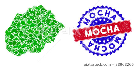 Bicolor Mocha Scratched Seal Stamp with Eco Green Composition of Alegranza Island Map Bicolor Mocha Scratched Seal Stamp with Eco Green Composition of Alegranza Island Map 88968266