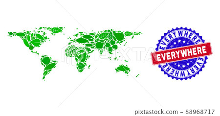 Bicolor Everywhere Textured Seal with Leaf Green Composition of Everywhere Map 88968717