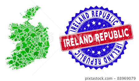 Bicolor Ireland Republic Scratched Rubber Stamp and Leaf Green Collage of Ireland Republic Map Bicolor Ireland Republic Scratched Rubber Stamp and Leaf Green Collage of Ireland Republic Map 88969079