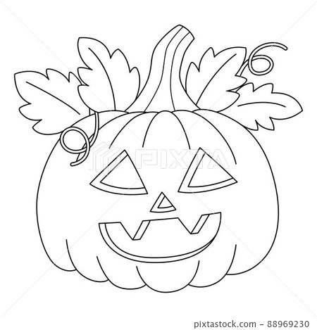 Pumpkin Halloween Coloring Page Isolated 88969230