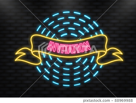 Neon Icon. Vintage ribbon invitation. Discount banner design. Vector graphic. Sale banner. Neon Icon. Vintage ribbon invitation. Discount banner design. Vector graphic. Sale banner. 88969988