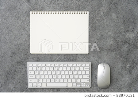 Desk unmanned bird's-eye view copy space 88970151