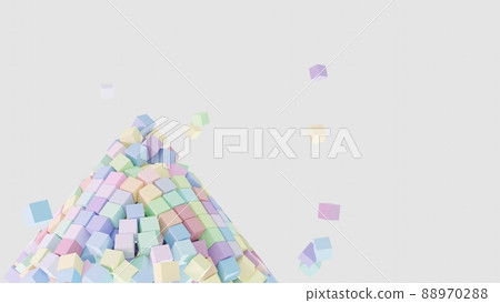 CG cube, many colorful cubes, non-glossy surface 88970288