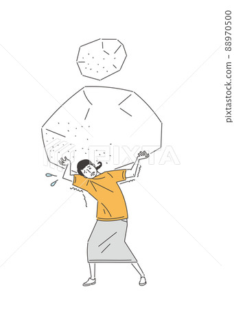 Woman carrying on her back 88970500