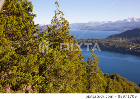 Lakes Nahuel Huapi and mountain Campanario Lakes Nahuel Huapi and mountain Campanario 88971709