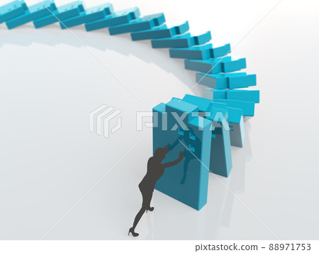 Black female silhouette trying to prevent chained bankruptcy 3D illustration sideways 88971753