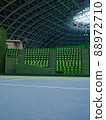 Unmanned tennis courts and spectators' seats in the arena 88972710