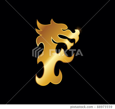 Golden Dragon Monogram Letter F Golden Dragon Monogram Letter F 88973559