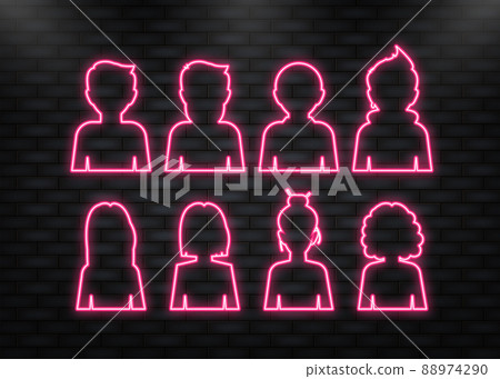 Neon Icon. Abstract icon with black people silhouette. Vector business. Business woman Neon Icon. Abstract icon with black people silhouette. Vector business. Business woman 88974290