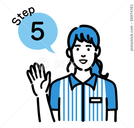 Step 5 A young woman at a convenience store clerk explaining the procedure Step 5 A young woman at a convenience store clerk explaining the procedure 88974361