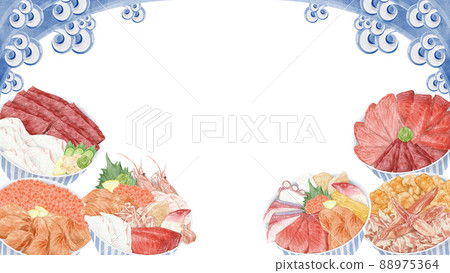 Hand-painted watercolor illustration of seafood bowl Hand-painted watercolor illustration of seafood bowl 88975364