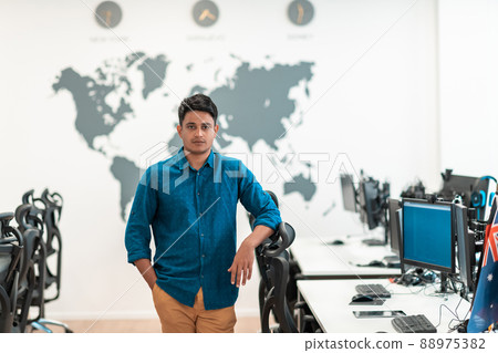 Portrait of casual business men leader standing confidence at Co-Working space.Small Business Startup Concept. Selective focus  88975382