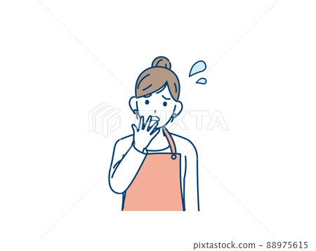 驚訝、尷尬、震驚的家庭主婦，穿短裙的女人，麻煩 88975615