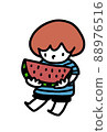 Boy eating watermelon 88976516