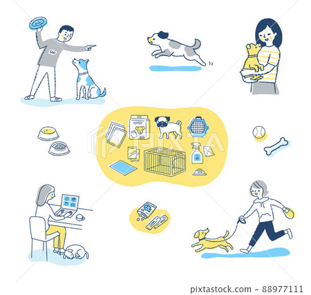 Life scene set with various pets 88977111