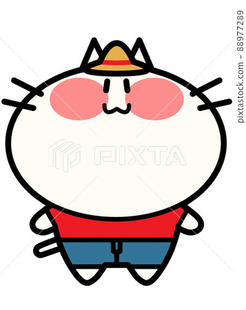 Straw hat Nyanko illustration material 88977289