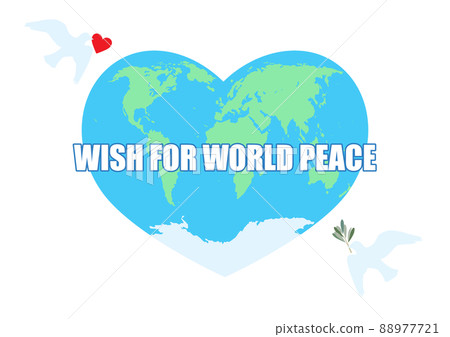 Heart-shaped world map and white dove 88977721