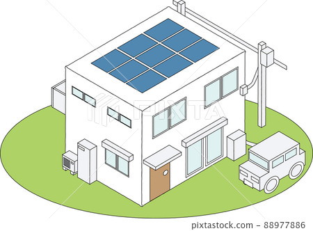 有等量太陽電池板的房子 有等量太陽電池板的房子 88977886
