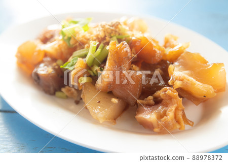 beef tendon stew on white dish. Chinese food beef tendon stew on white dish. Chinese food 88978372