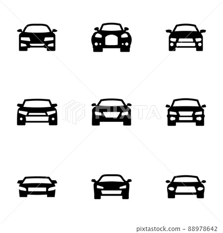 Set of black icons isolated on white background, on theme Car Set of black icons isolated on white background, on theme Car 88978642