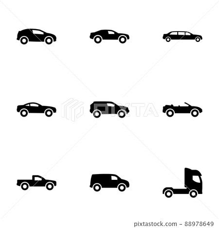 Set of simple icons on a theme Car, vector, design, collection, flat, sign, symbol,element, object, illustration, isolated. White background 88978649