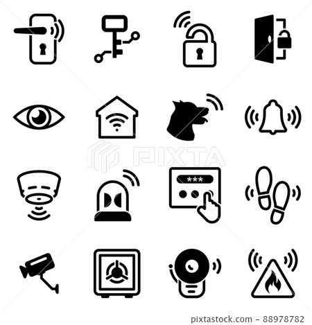 Set of simple icons on a theme Home Security , vector, design, collection, flat, sign, symbol,element, object, illustration, isolated. White background 88978782