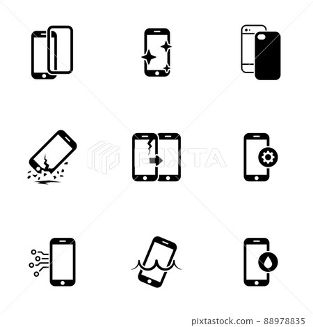 Set of simple icons on a theme repair smartphone, vector, design, collection, flat, sign, symbol,element, object, illustration, isolated. White background 88978835