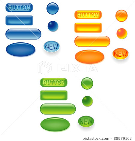 Set of Glass Buttons of Different Shapes Set of Glass Buttons of Different Shapes 88979162