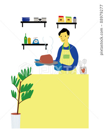 A man cooking at home on holidays 88979277