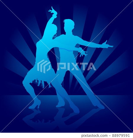 Blue Background with Dancing Couple 88979591