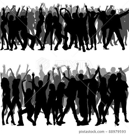 Set of Silhouetted Crowds 88979593