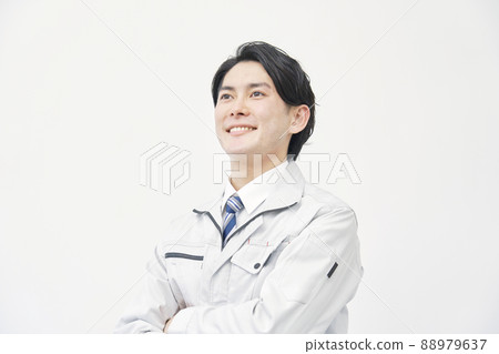 Worker portrait white background Worker portrait white background 88979637