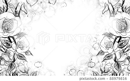 Shojo manga glitter rose background pen drawing illustration Shojo manga glitter rose background pen drawing illustration 88979816
