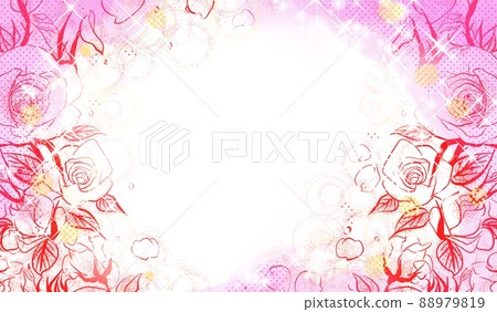Shojo 漫畫閃光玫瑰背景筆繪圖插圖 88979819