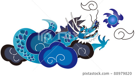 沖繩紅形插畫-瑞雲與龍（艾） 88979820